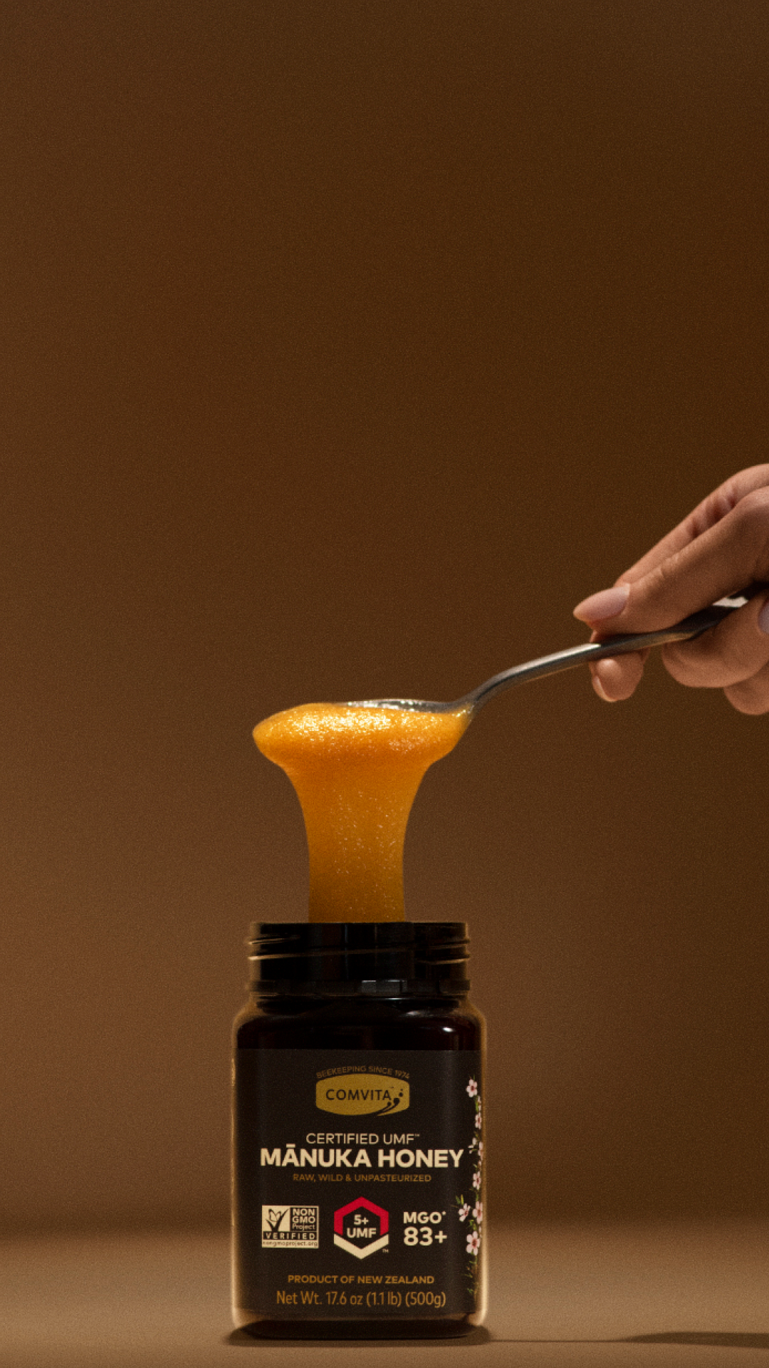 spoonful of honey out of jar