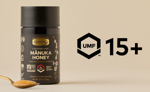 umf 15 jar of honey and spoon with icons