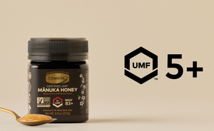 umf 5 jar of honey and spoon with icons