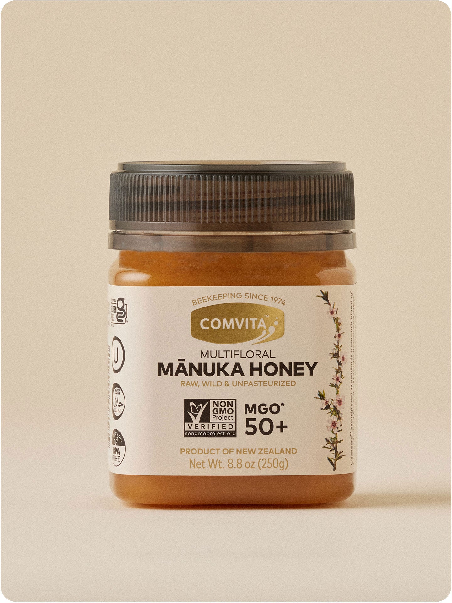 mgo 50 manuka honey jar 8.8 oz front