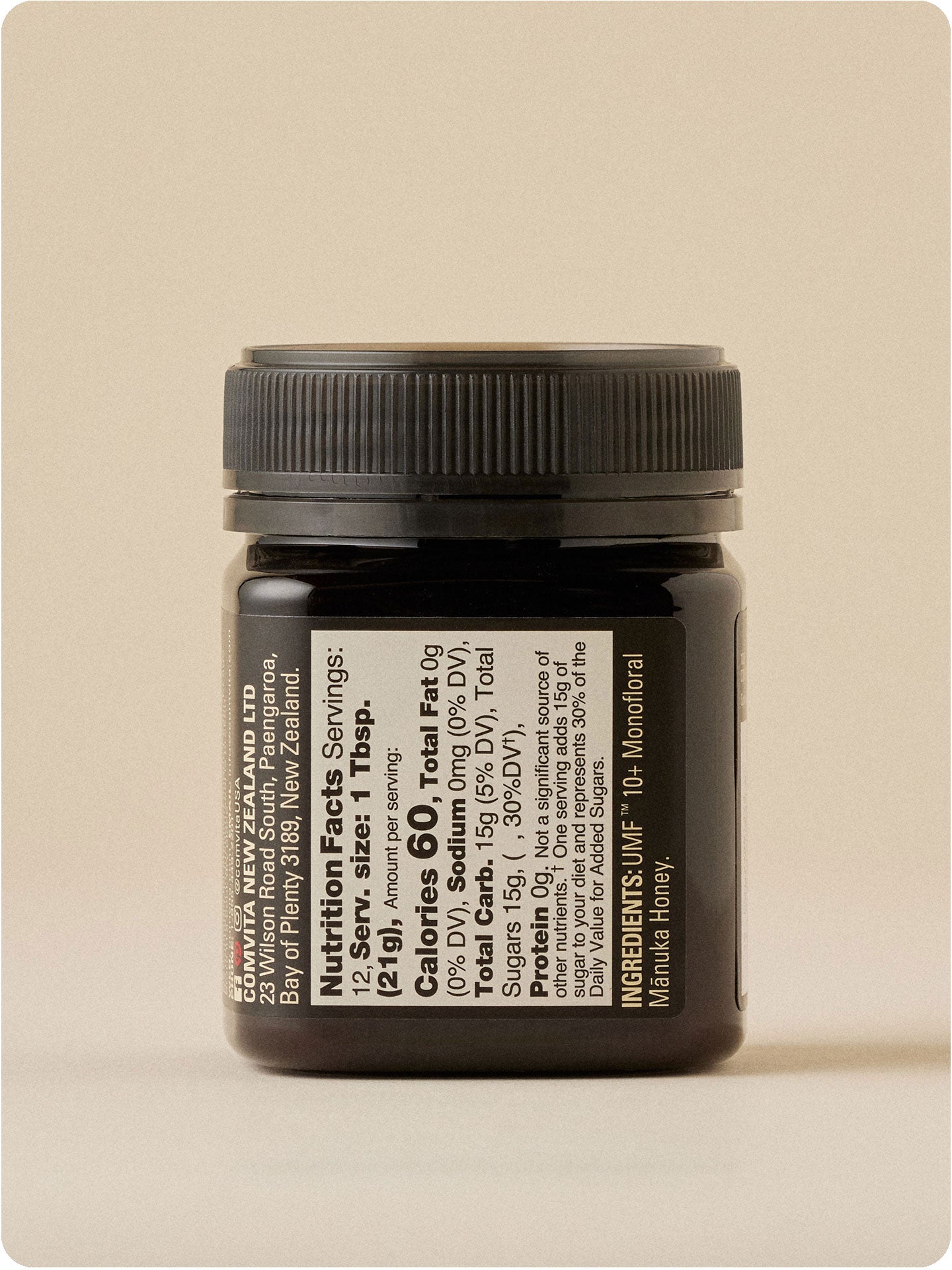 umf 10 manuka honey jar 8.8 oz back