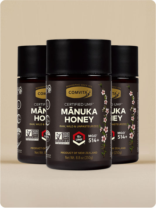 three umf 15 manuka honey jars