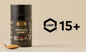 umf 15 jar of honey and spoon with icons