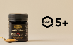 umf 5 jar of honey and spoon with icons