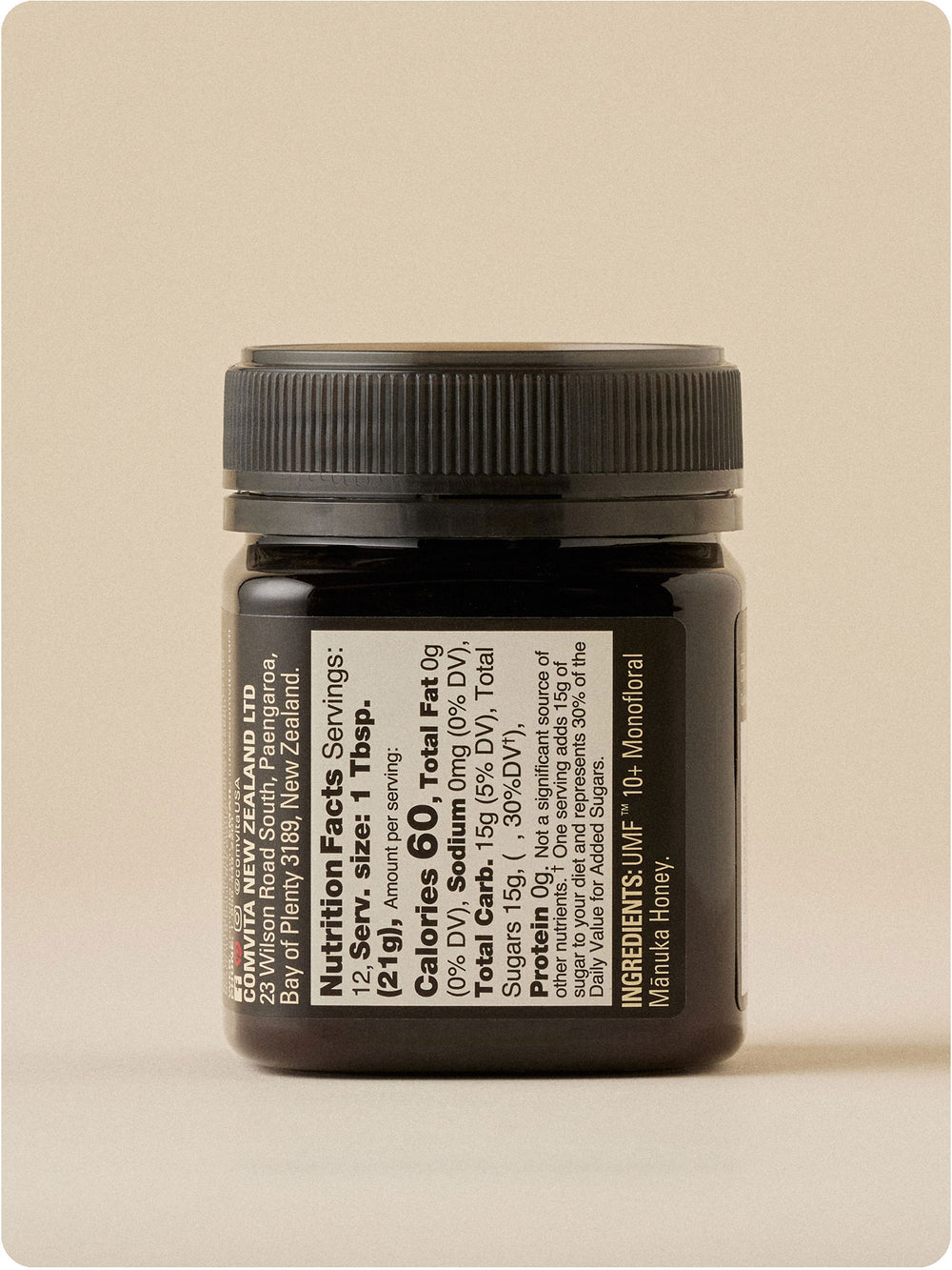 umf 10 manuka honey jar 8.8 oz back