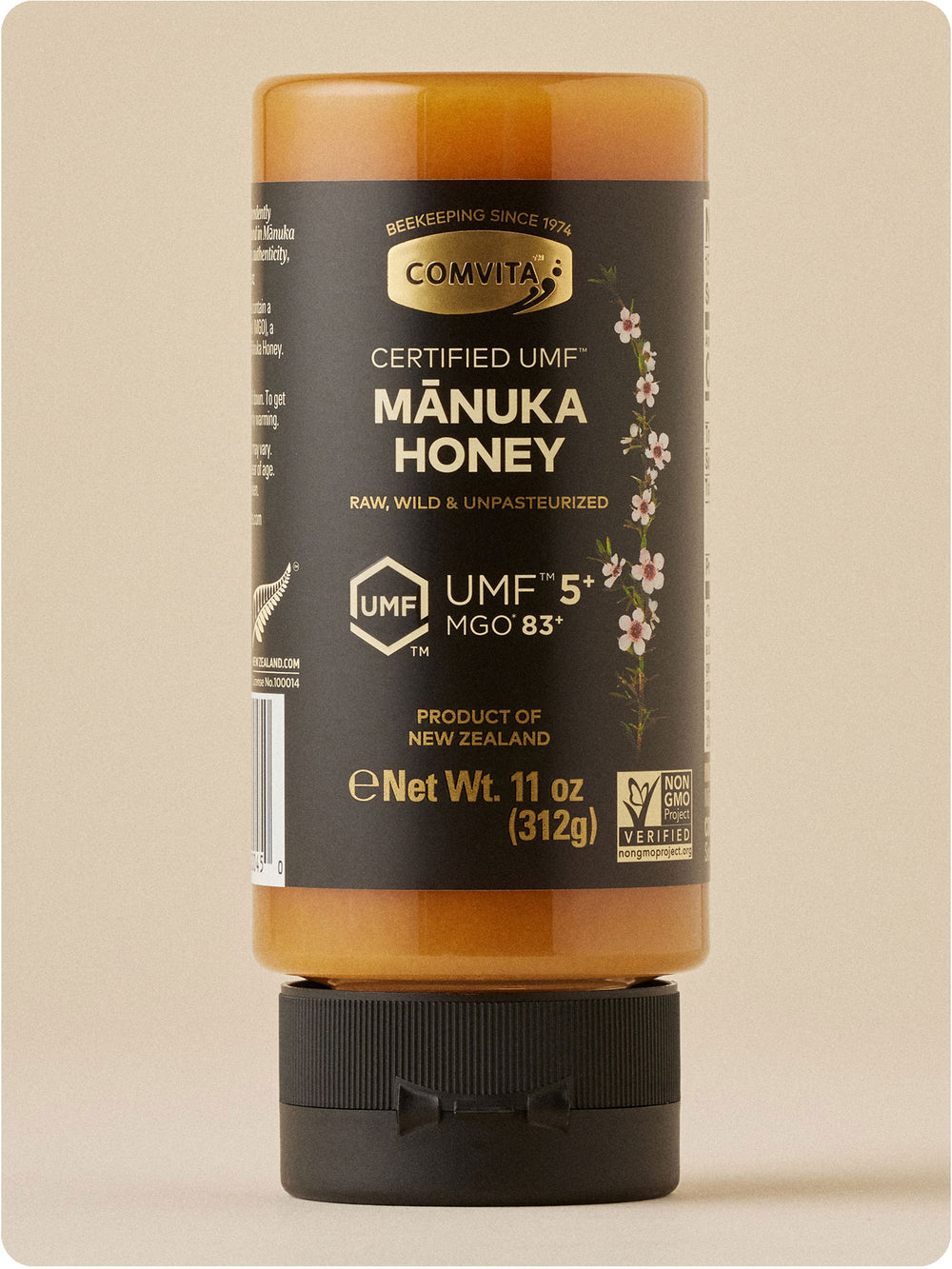 umf 5 manuka honey squeezy bottle   11 oz front