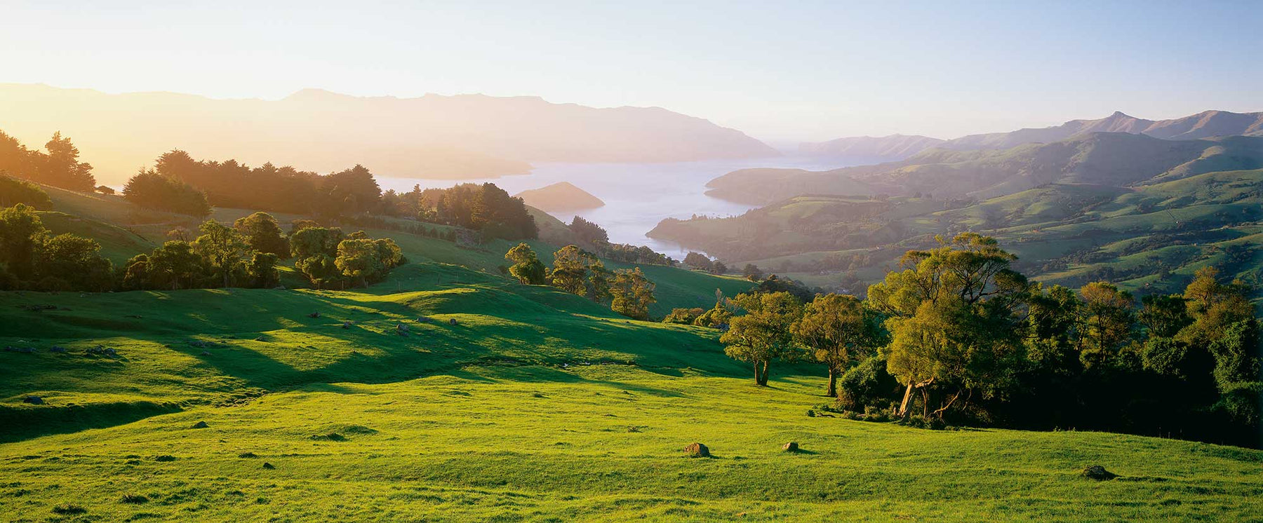 green grass fields with mountains